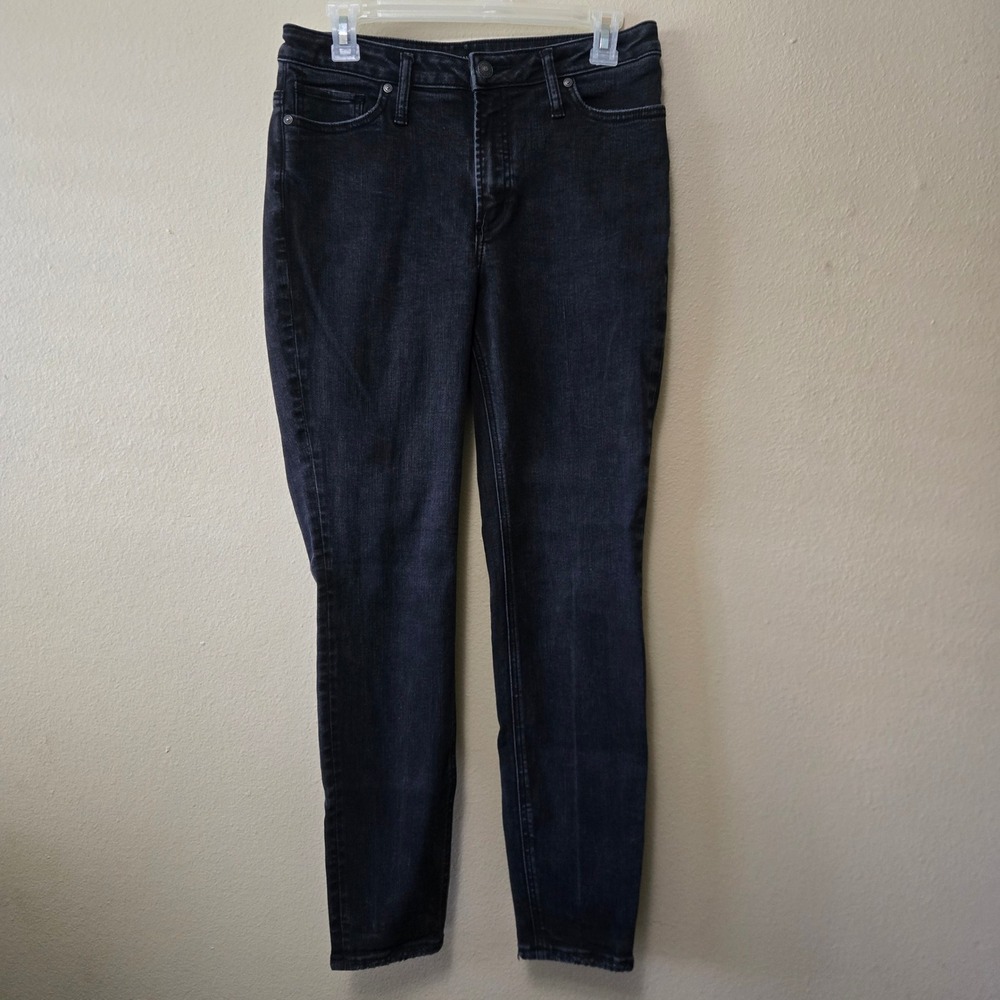 Silver Jeans Co High Note Skinny Black Raw Hem Jeans W30 L29